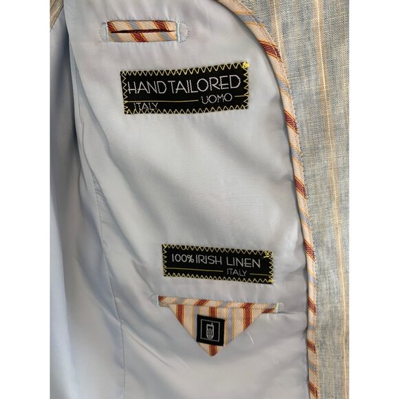 Mens Rizzoli Size 44R Linen Blue Stripe Blazer 3 Button Double Vent Italy REE105 - Picture 6 of 15